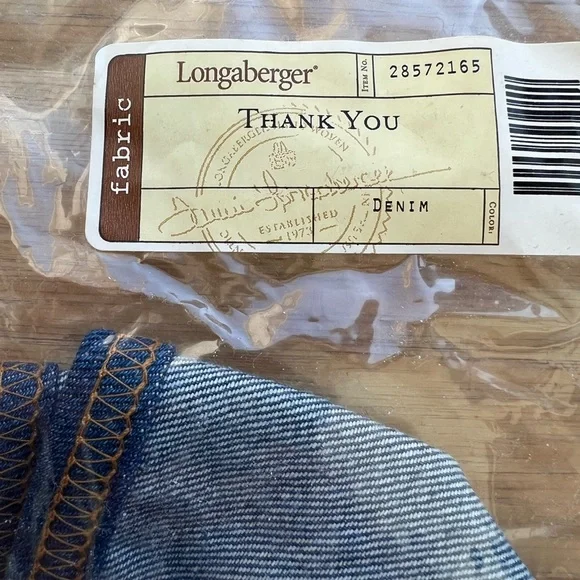 NWT Longaberger Thank You Basket Fabric Liners- Set Of 2- Denim and Paprika - Picture 2 of 8